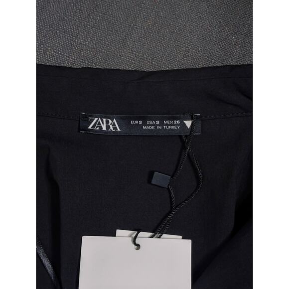 ZARA Black Crop Top Blouse sz S NWT chic night out party minimalist trendy - Picture 3 of 4